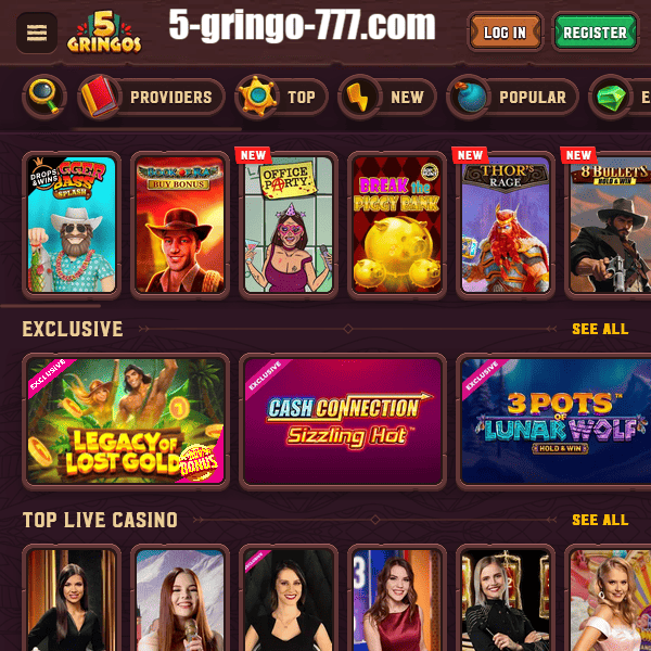 5Gringos Exklusive Spiele und Live Casino Auswahl