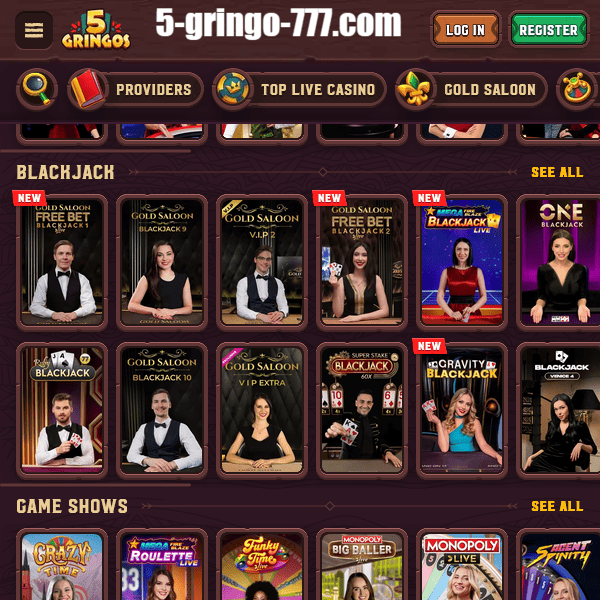 5Gringos Auswahl an Roulette und Blackjack Tischen